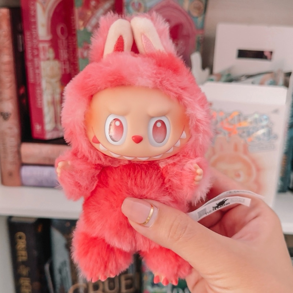 Authentic Labubu Big Into Energy Love Red Pink Tie Dye Collector Keychain Plush